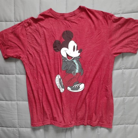 Disney Mickey Mouse Graphic Tee Greaser Mickey Faded Red Mens XL - Picture 1 of 7